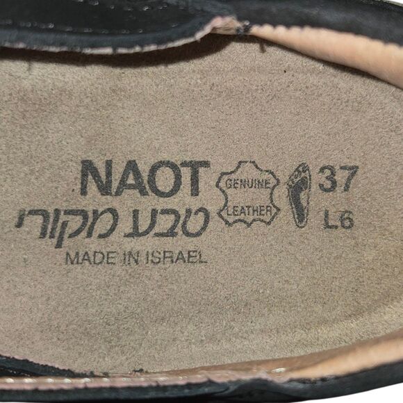 NAOT Yarrow Sandals Size 6 Black Nubuck Strappy Lace Up Wedge Heeled Anatomical - Picture 8 of 9